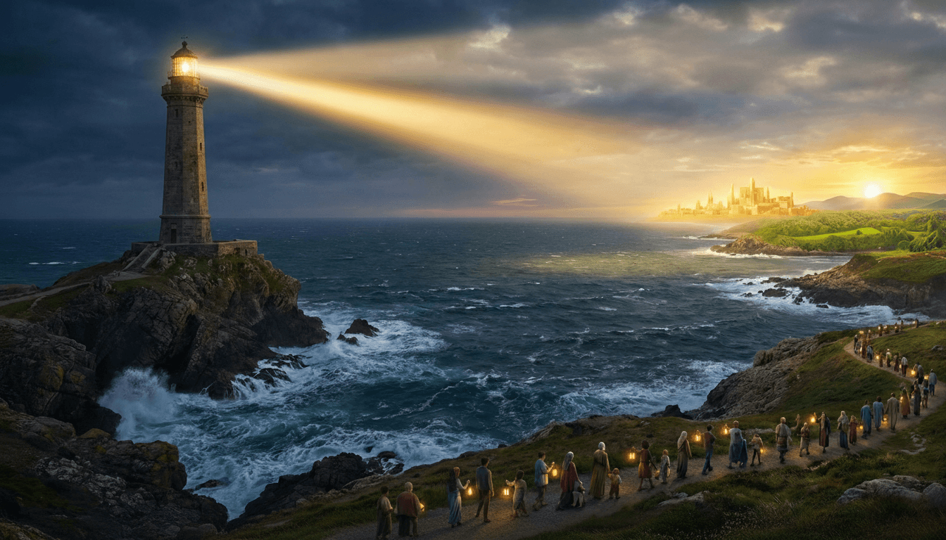 Un phare guidant l'humanité vers la lumière